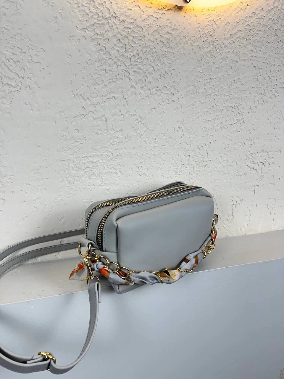 Gri 2 Bölme Fularlı Çapraz Çanta CB6791