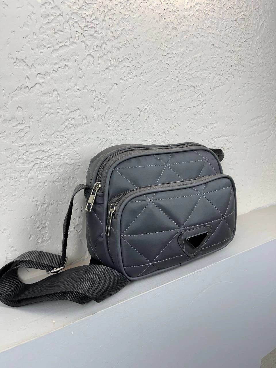 Gri 2 Bölme Kapitone Çanta CB7005