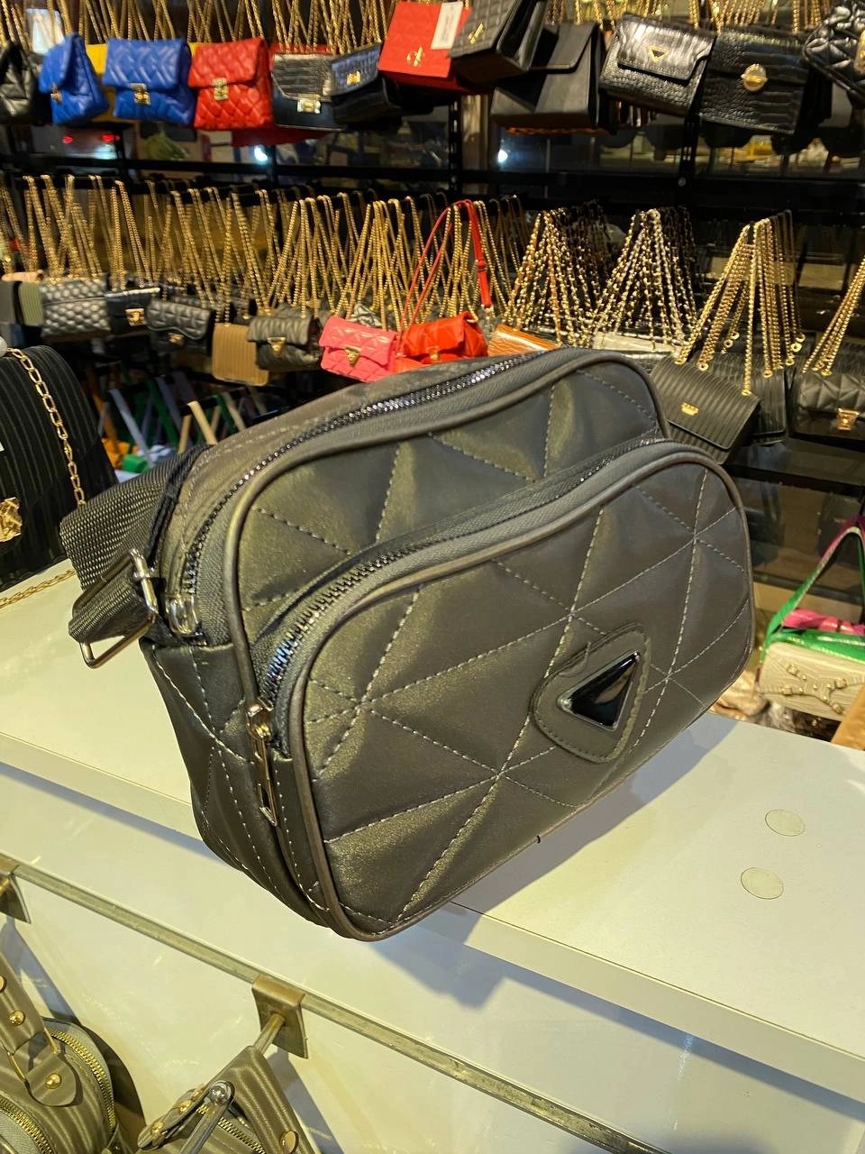 Gri 2 Bölmeli Kapitone Çanta 2024