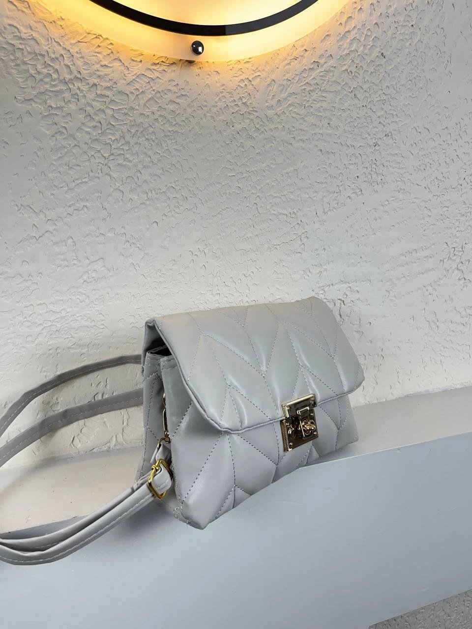 Gri 2 Bölmeli Kapitone Çapraz Çanta CB0236