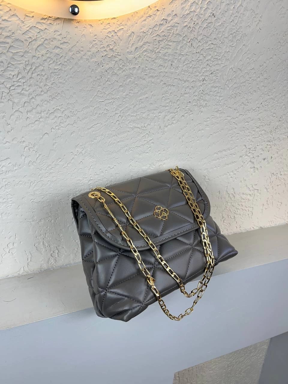 Gri 2 Bölmeli Zincirli Çanta CB6357