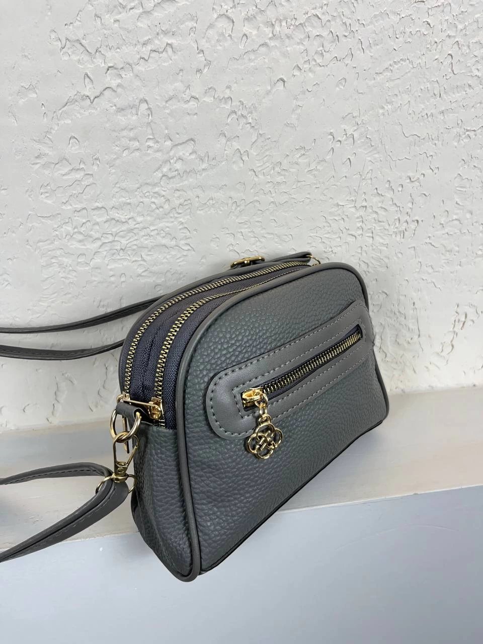 Gri  3 Bölme Yumuşak Deri Çanta CB6744