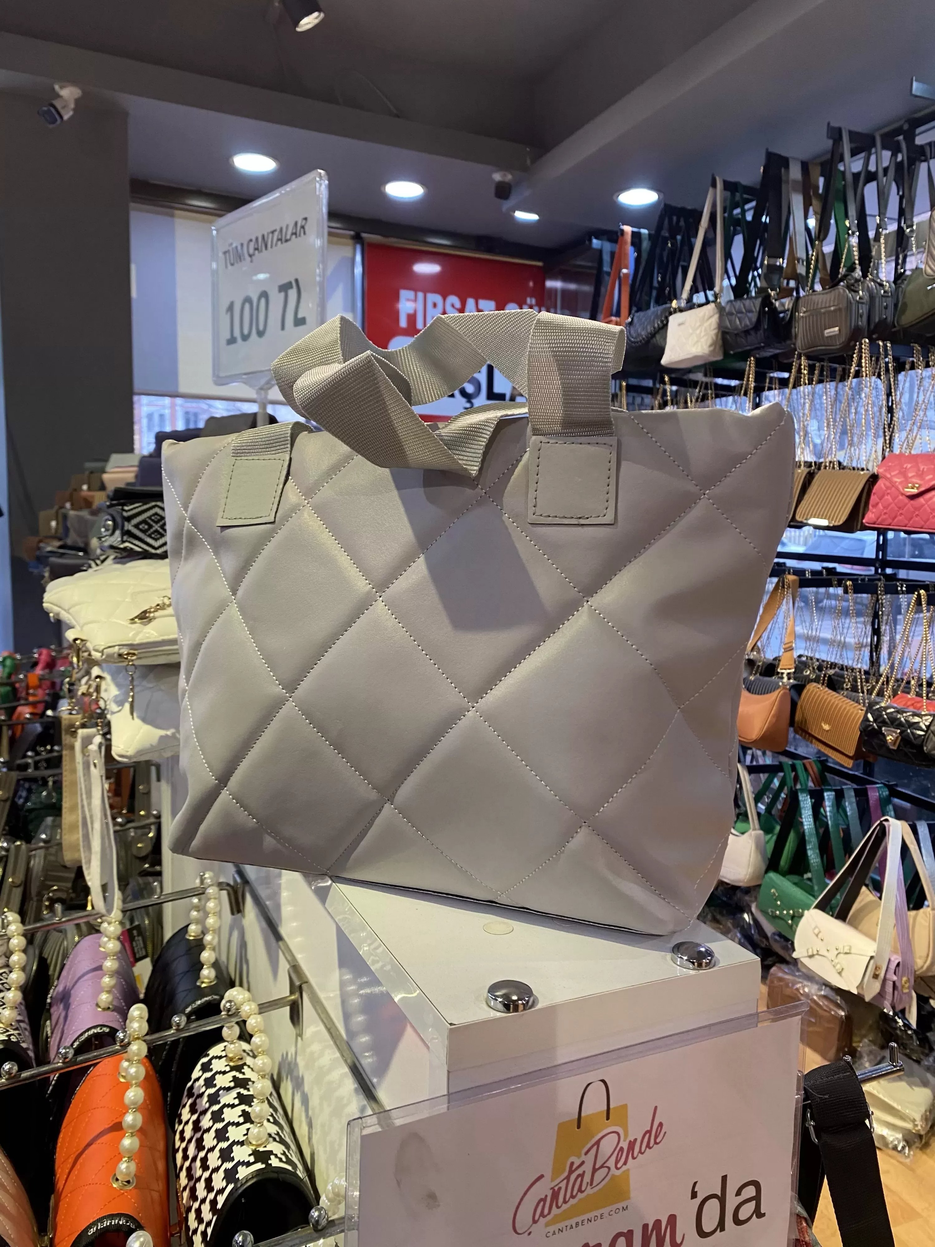 Gri Büyük Boy Kol Çanta