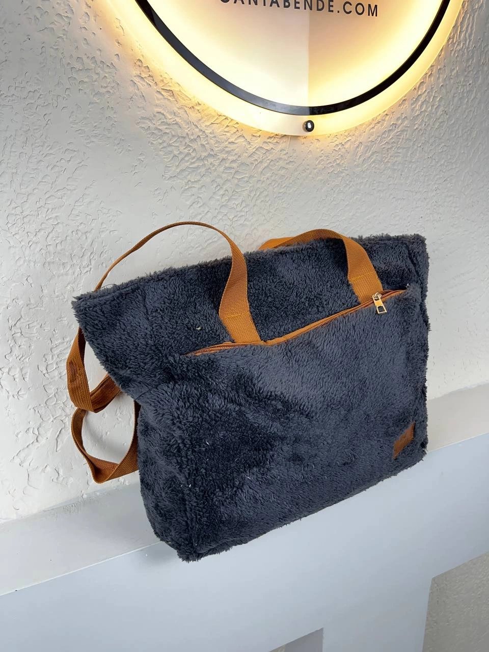 Gri Büyük Kol Peluş Kalite Çanta CB7290