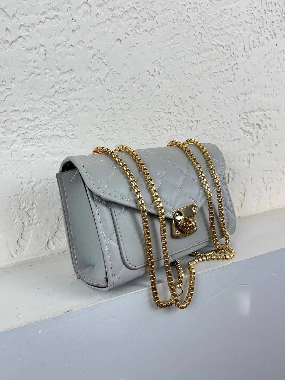 Açık Gri Kalıp Zincir Çanta CB5412