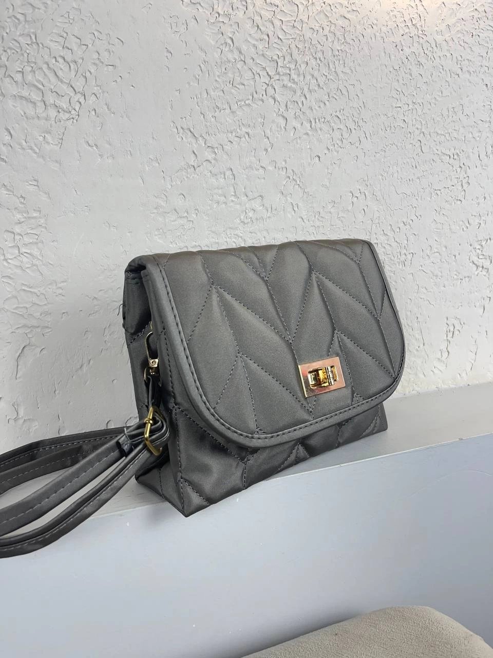 Gri Kapitone 2 Bölme Çanta CB2414