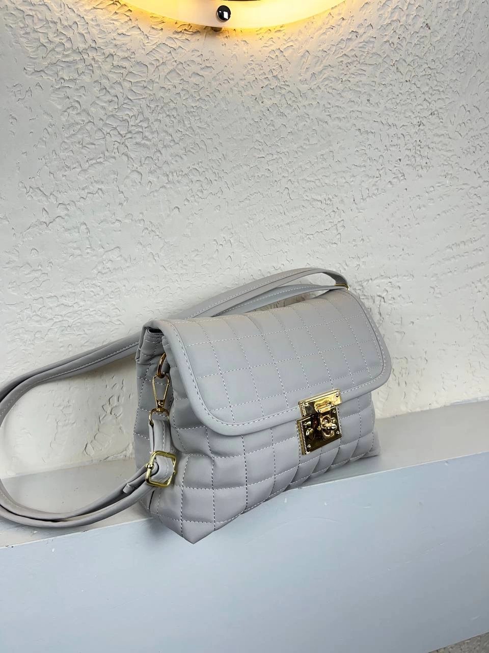 Gri Kapitone 2 Bölme Çanta CB3278