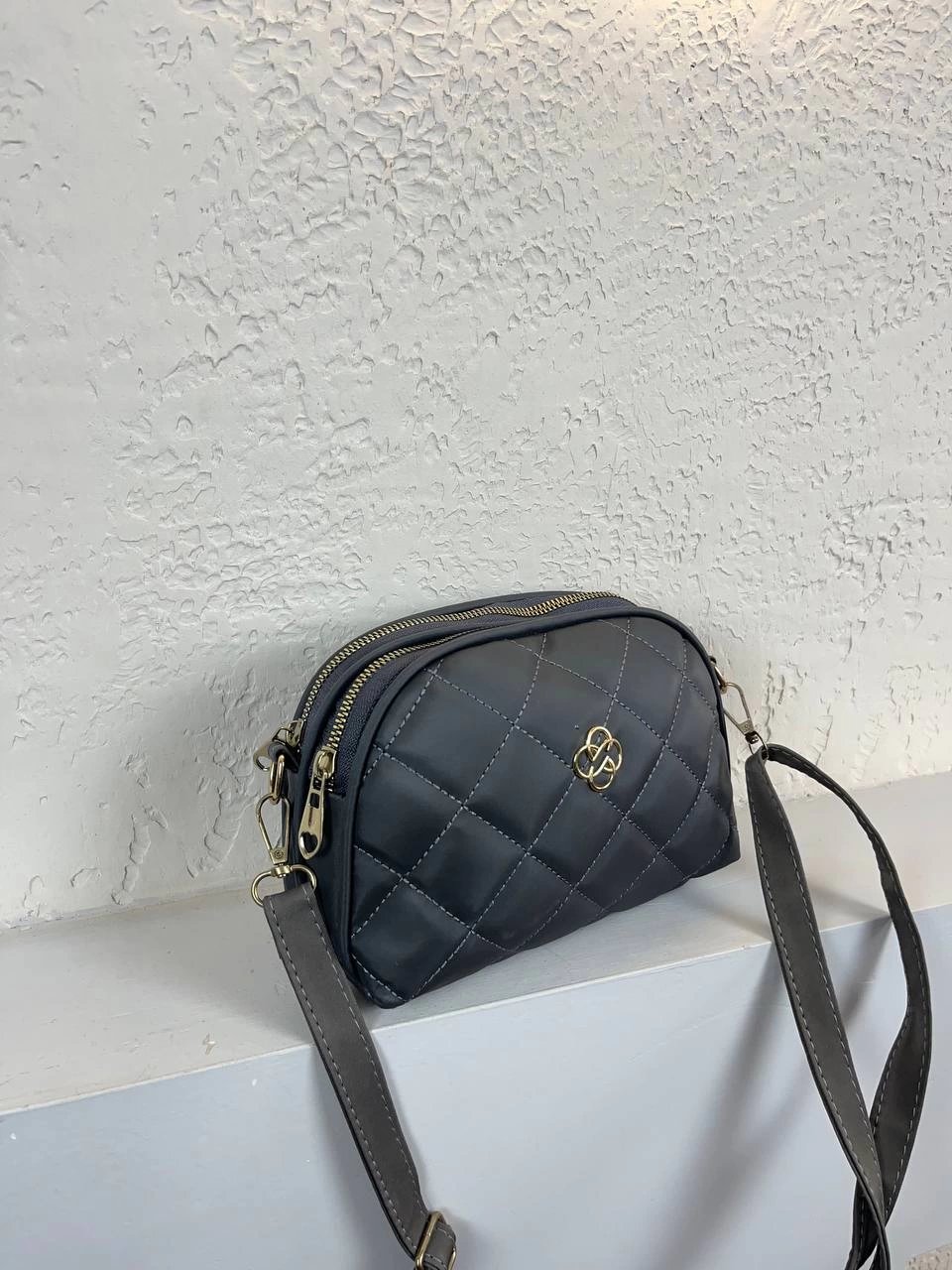 Gri Kapitone 2 Bölme Çapraz Çanta CB2044