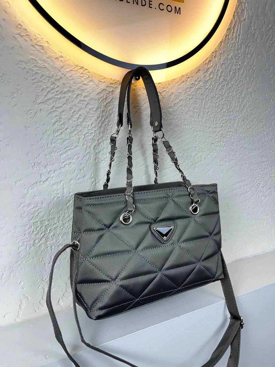 Gri Kapitone 2 Bölme Kalite Çanta CB4176