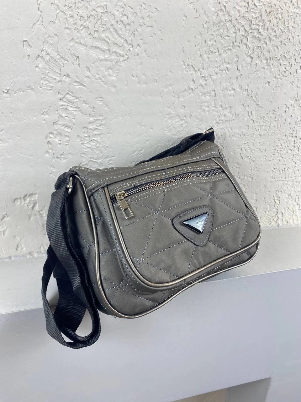 Gri Kapitone 2 Bölme Kol Çanta