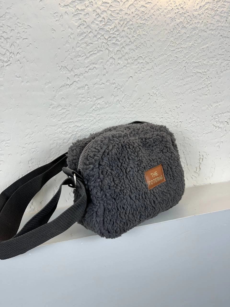 Gri Peluş Çanta CB6611