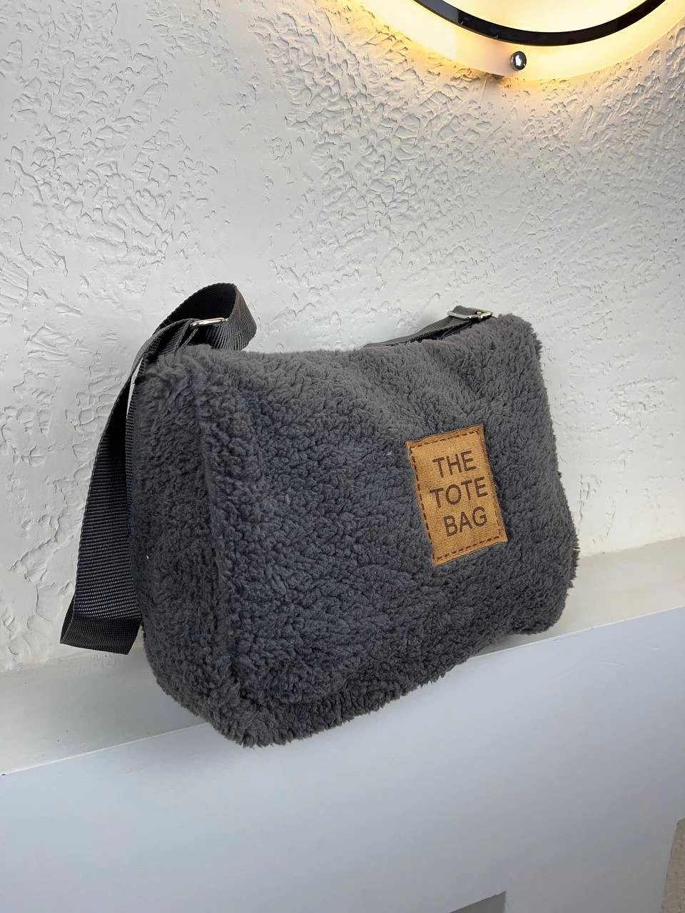 Gri Peluş Çapraz Askı Çanta CB6632