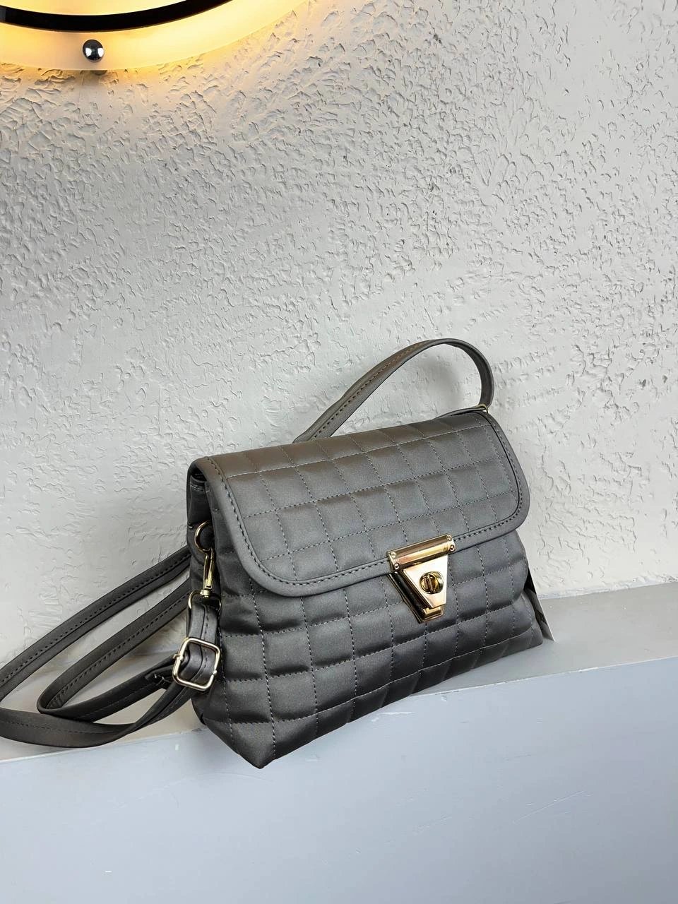 Gri Renk 2 Bölme Kapitone Çanta CB89114