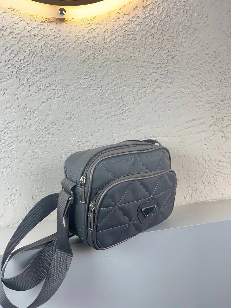 Gri Renk 2 Bölme Kapitone Kücük Çanta CB0239