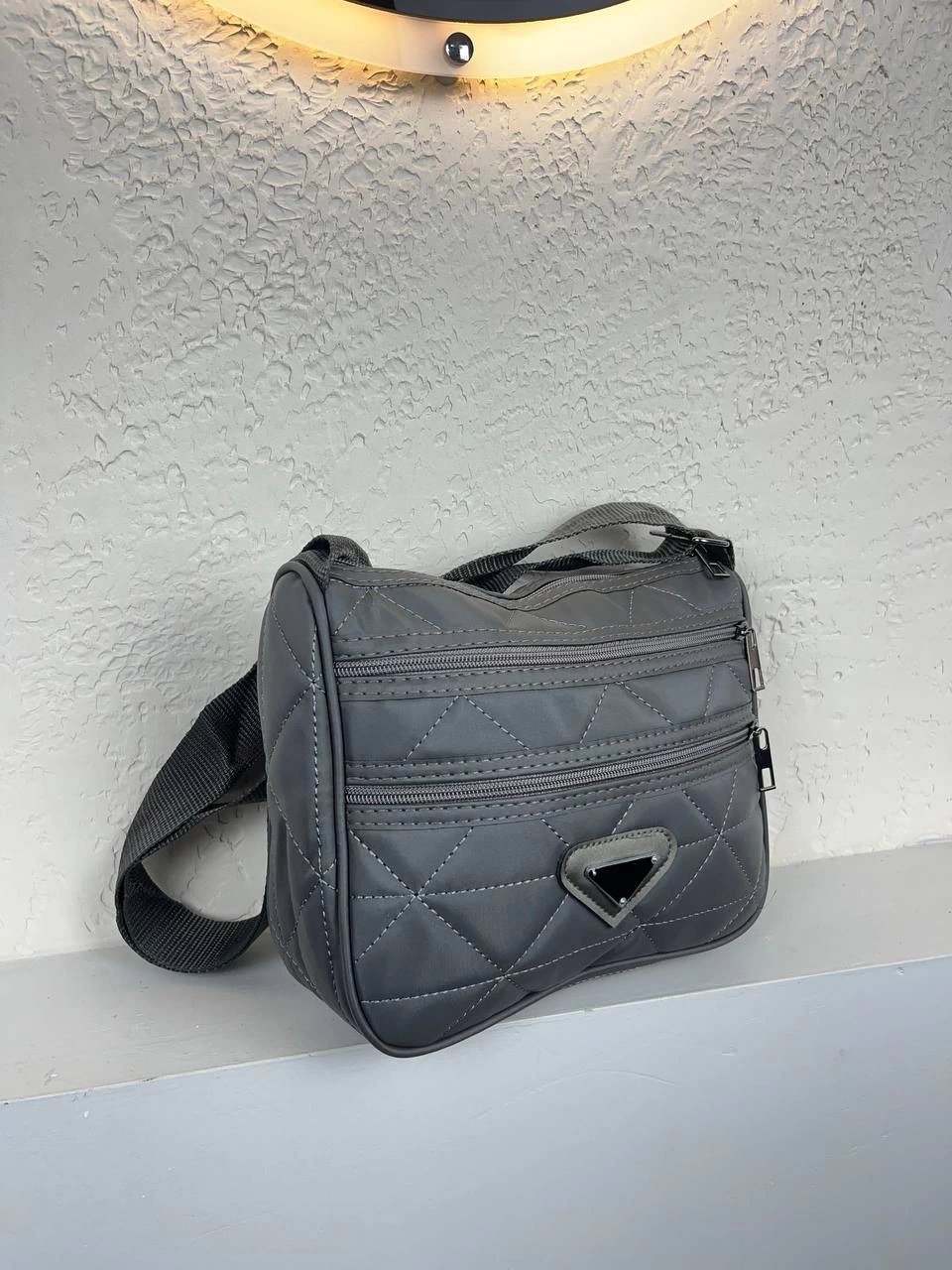 Gri Renk 3 Bölme Çapraz Çanta CB3296