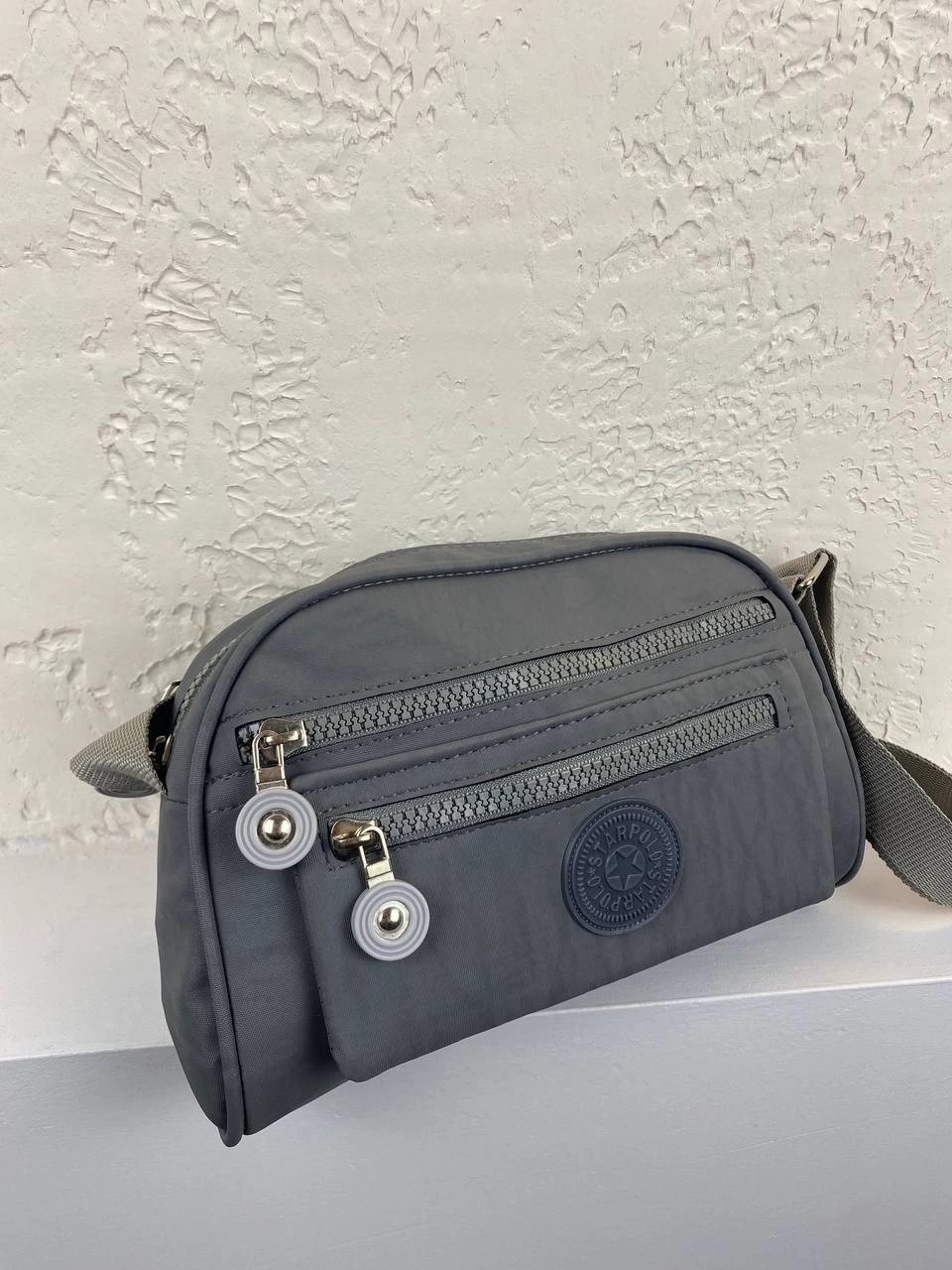 Gri Renk 3 Bölme Kumaş Çanta