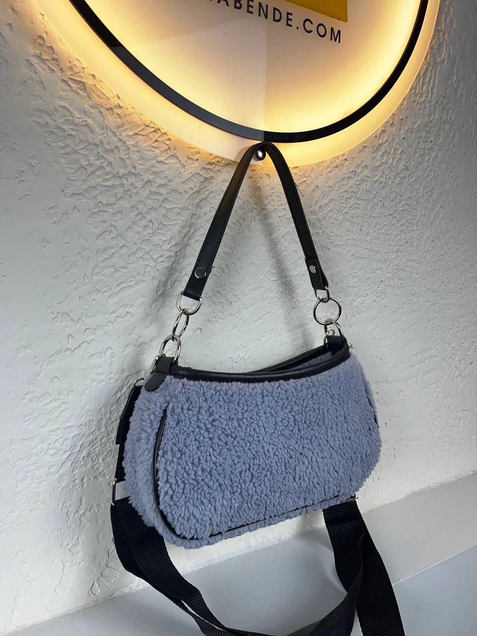 Gri Renk Baget Peluş Çanta CB6273