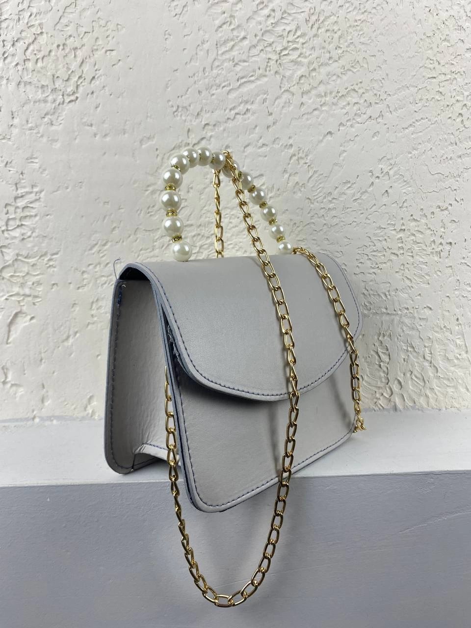 Gri Renk İncili Kol Çanta