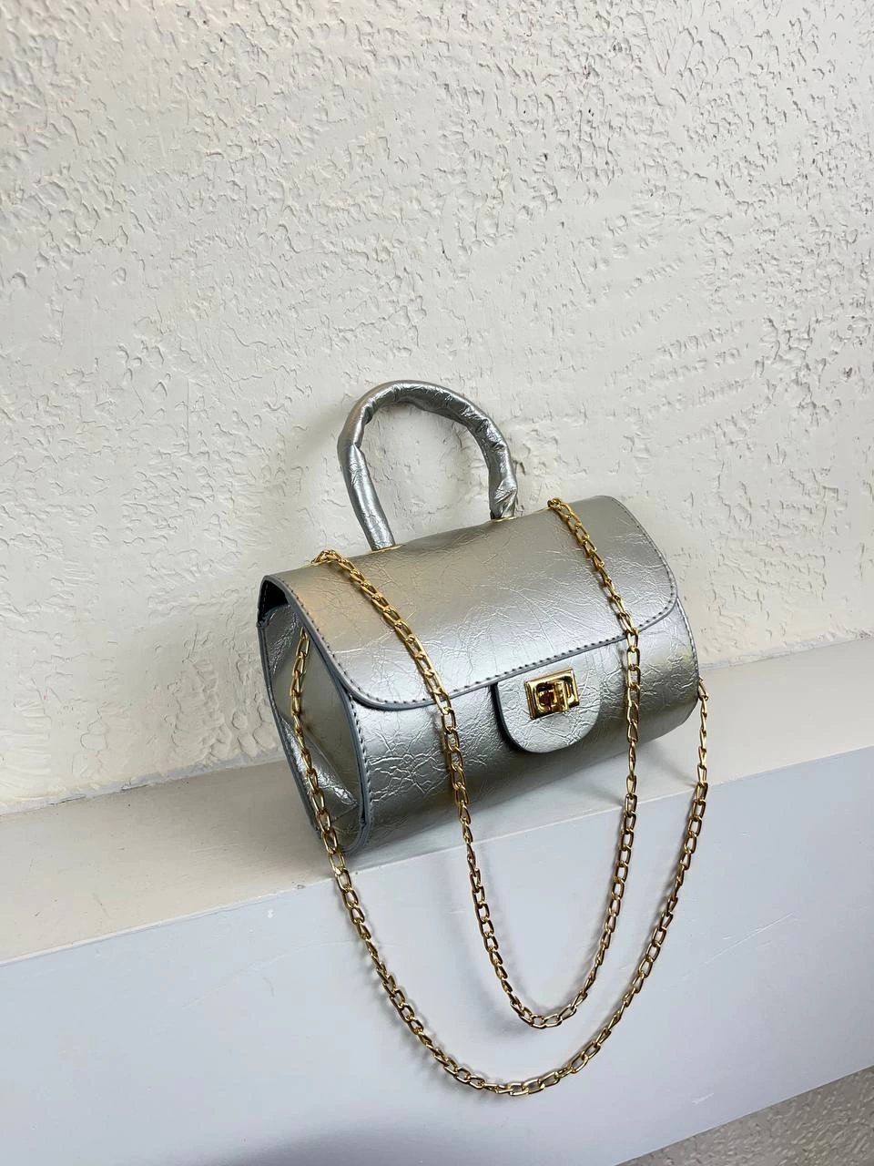 Gri Renk Kalıp Zincirli Çapraz Çanta CB8161