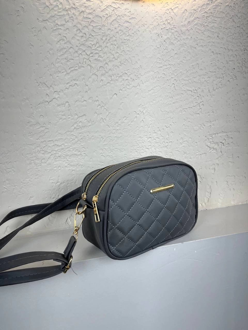 Gri Renk Kapitone 2 Bölme Çanta CB1274