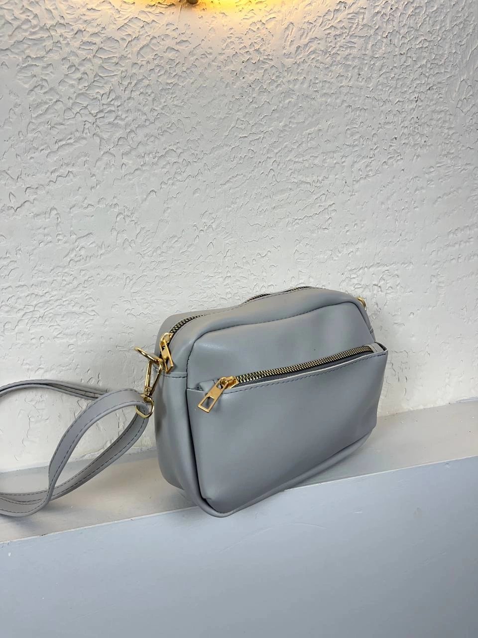 Gri Yumuşak Deri 2 Bölme Çanta CB2793