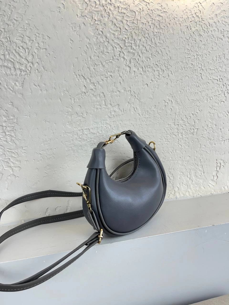 Gri Yumuşak Deri Mini Çanta CB2217