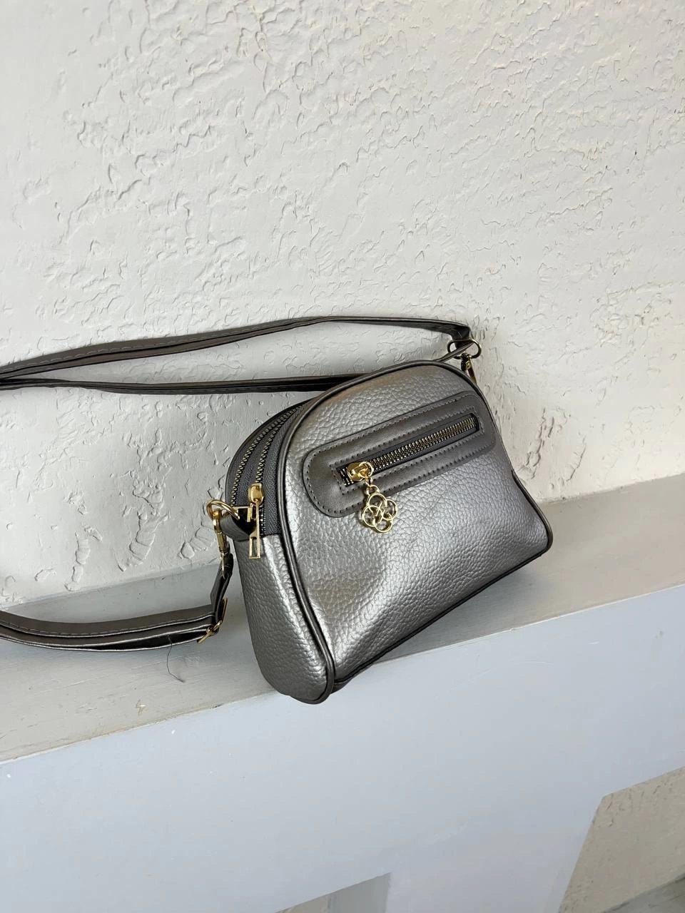 Gümüş 3 Bölme Yumuşak Deri Çanta CB6744