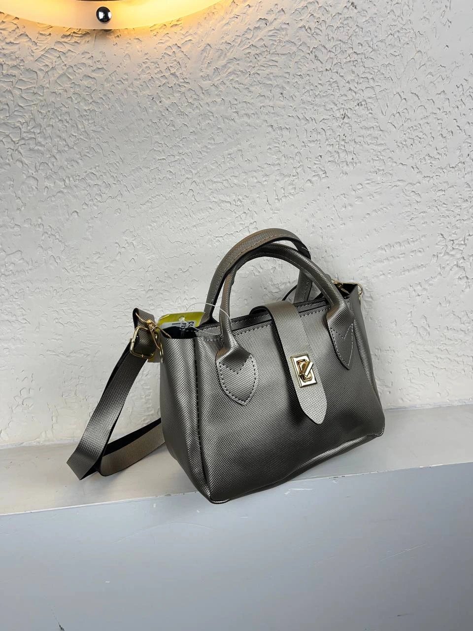 Gümüş Renk LAKOS Deri Çapraz Çanta CB72382