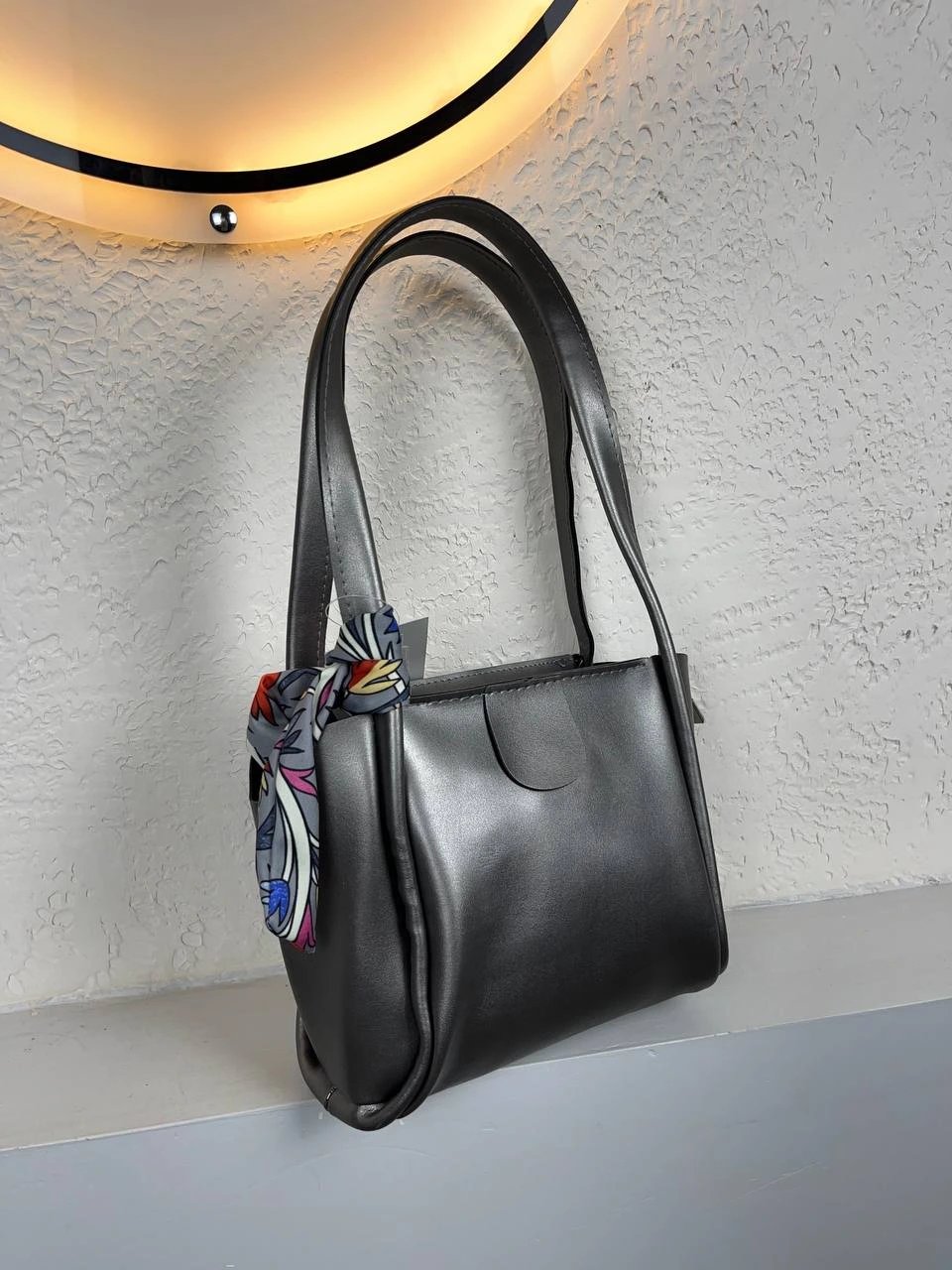 Gümüş Renk Yeni Fularlı Kol Çanta CB1444