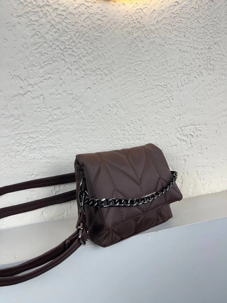 Kahve 2 Bölme Zincirli Çanta CB6327