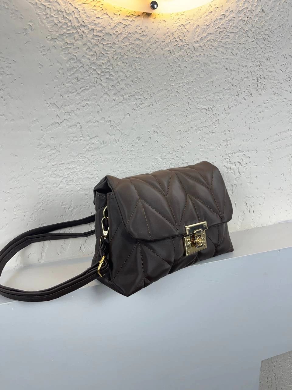 Kahve 2 Bölmeli Kapitone Çapraz Çanta CB0236