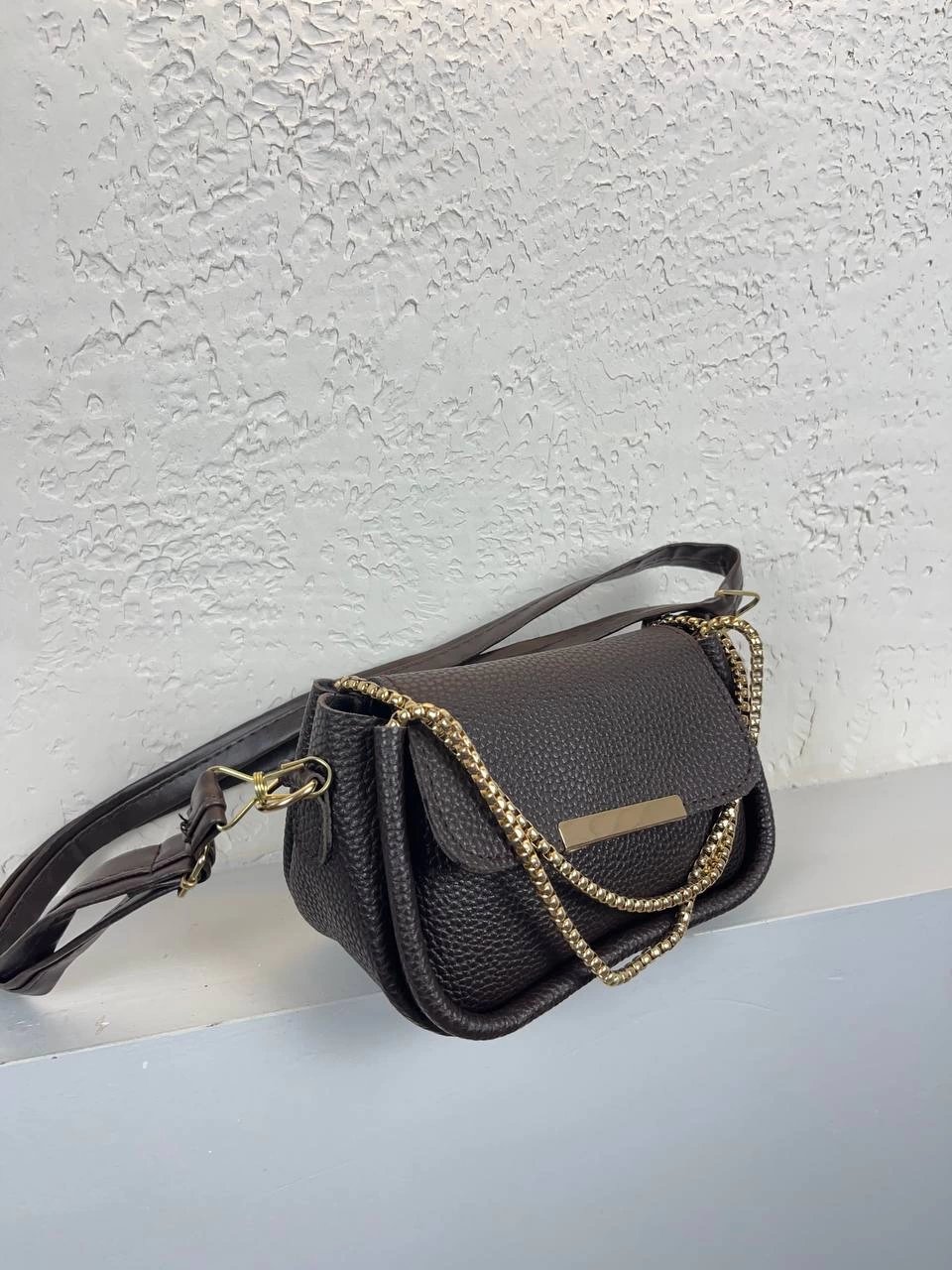 Kahve A Kalite Deri Zincirli Çanta CB6325