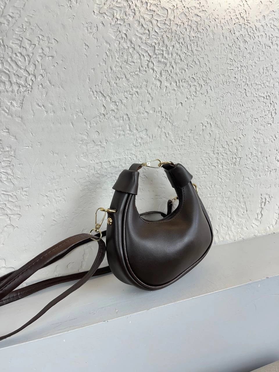 Kahve Düz Yumuşak Deri Mini Çanta CB2217