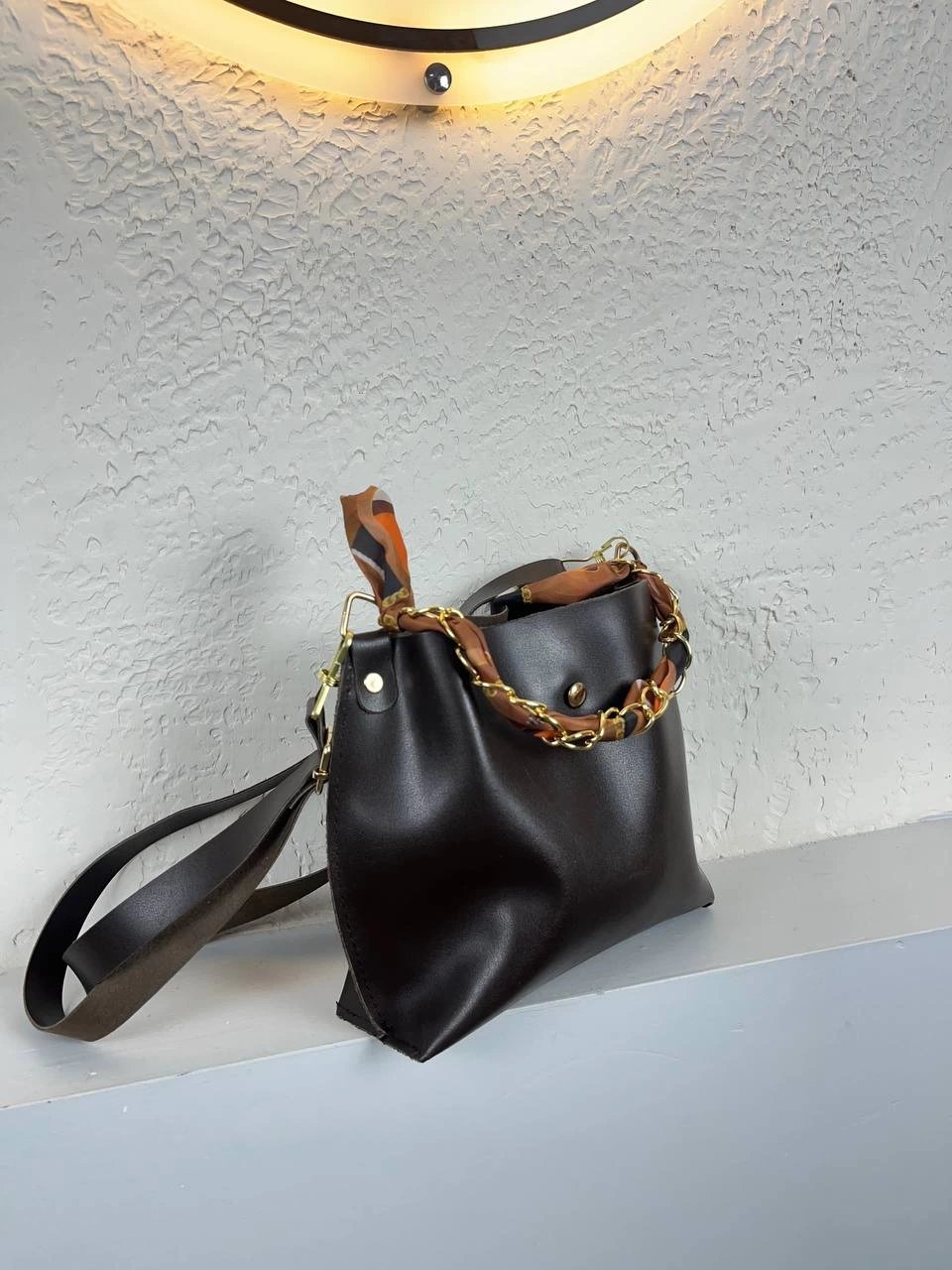 Kahve Fularlı Çapraz Çanta CB5219