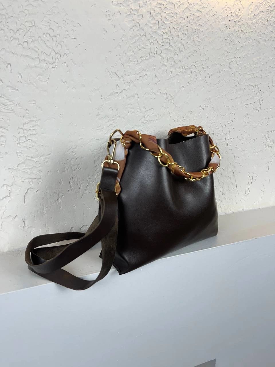 Kahve Fularlı Çapraz Çanta CB5219