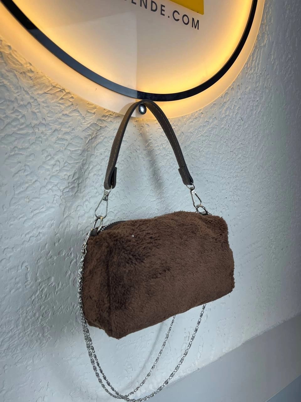 Kahve Peluş Silindir Çanta CB6309