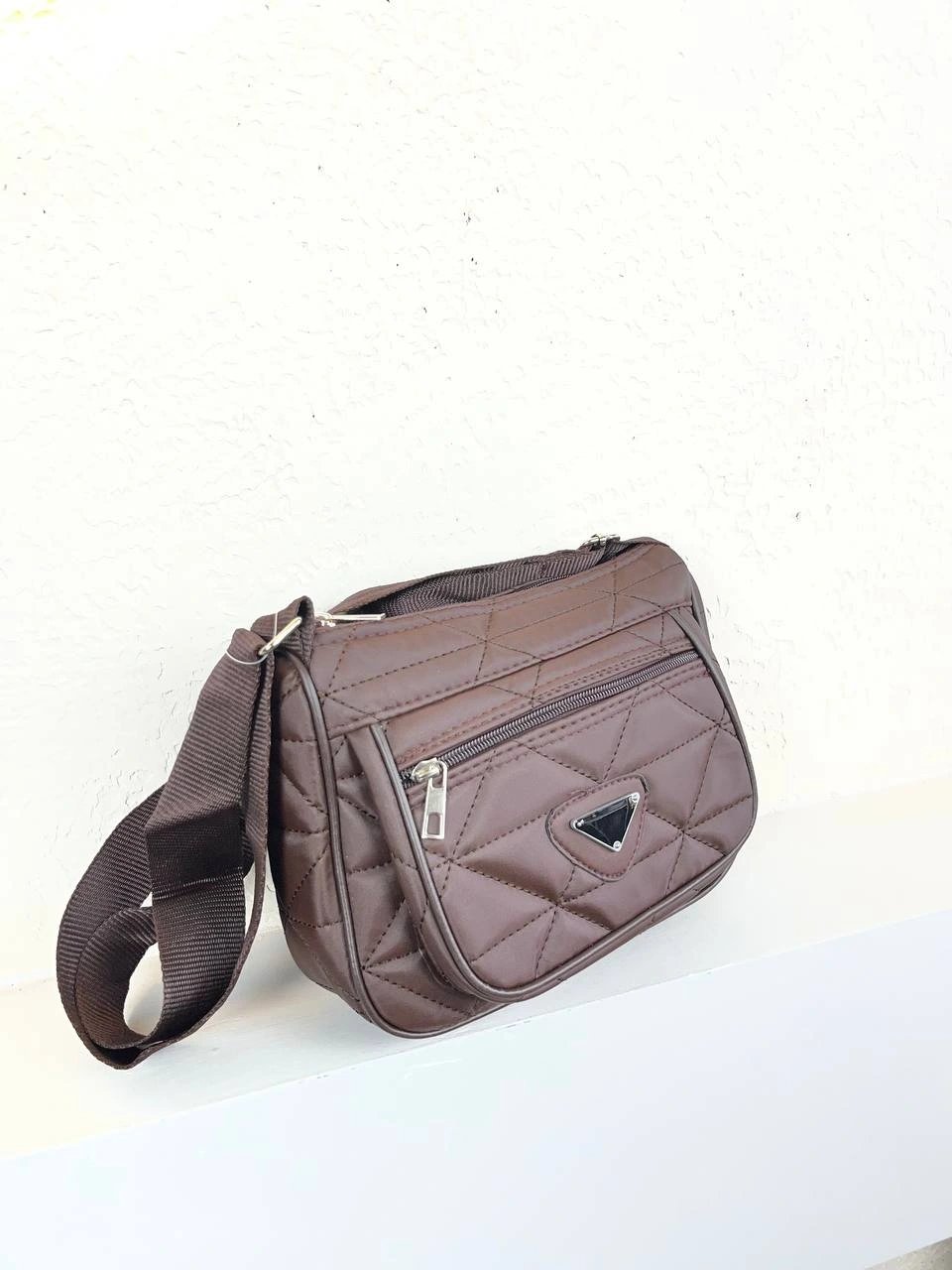 Kahve Renk 2 Bölme Kapitone Orta Boy Çanta CB3697