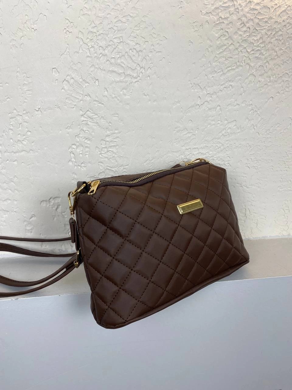 Kahve Renk 2 Bölmeli Kapitone Çanta