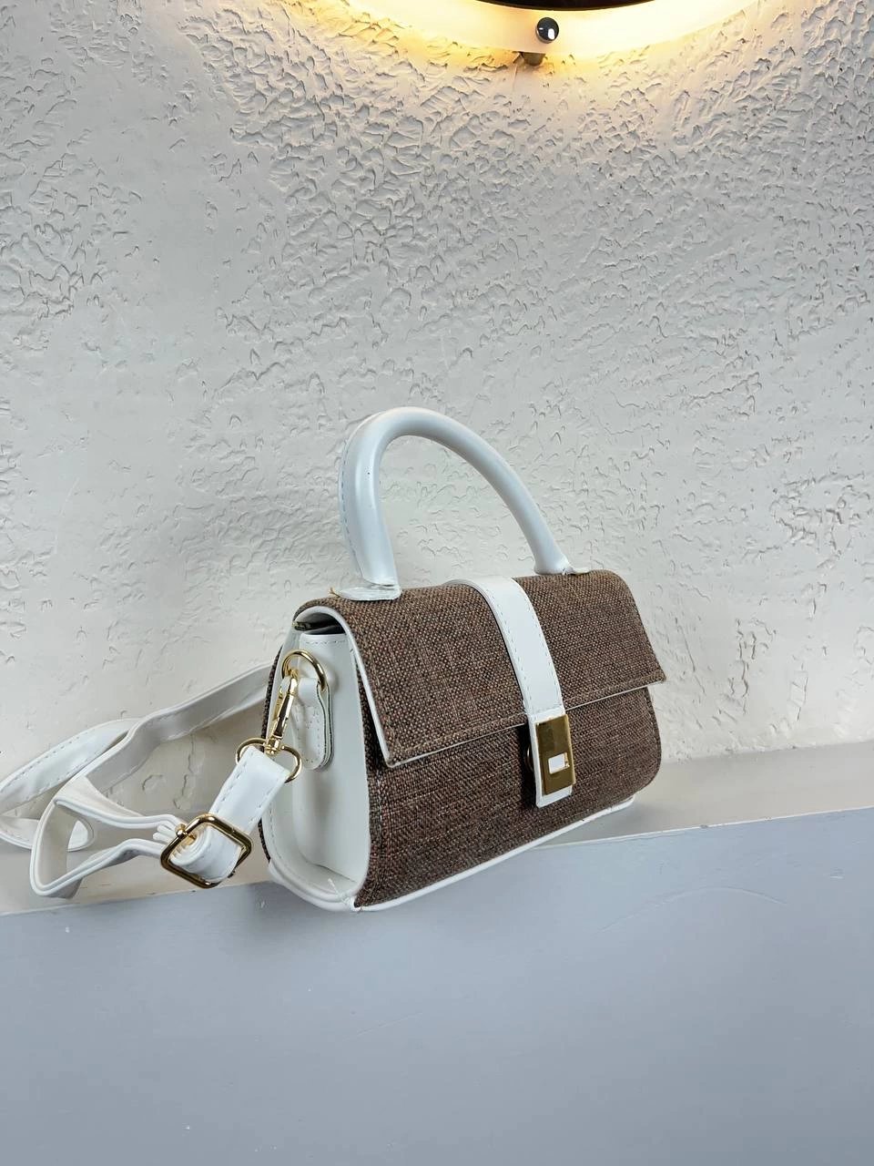 Kahve Renk Beyaz Sap Kalite Çanta ikra2019