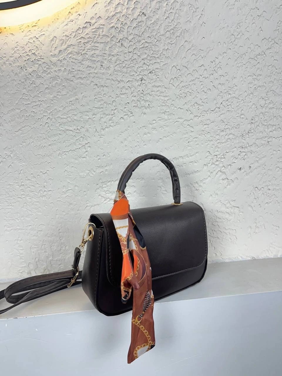 Kahve Renk Kalıp FULARLI Çanta CB0241