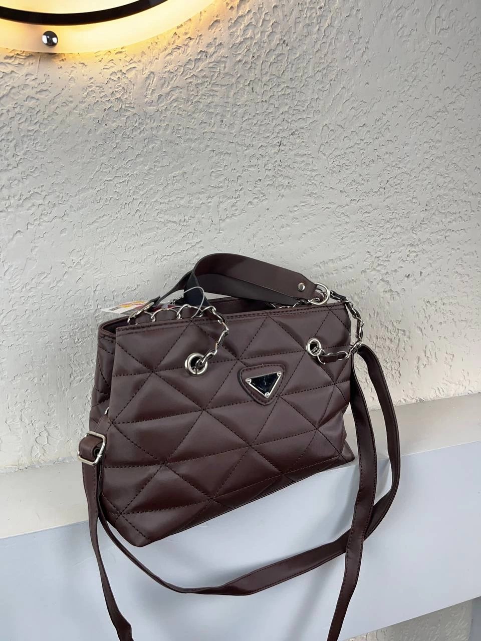 Kahve Renk Kapitone 2 Bölme Kalite Çanta CB8143