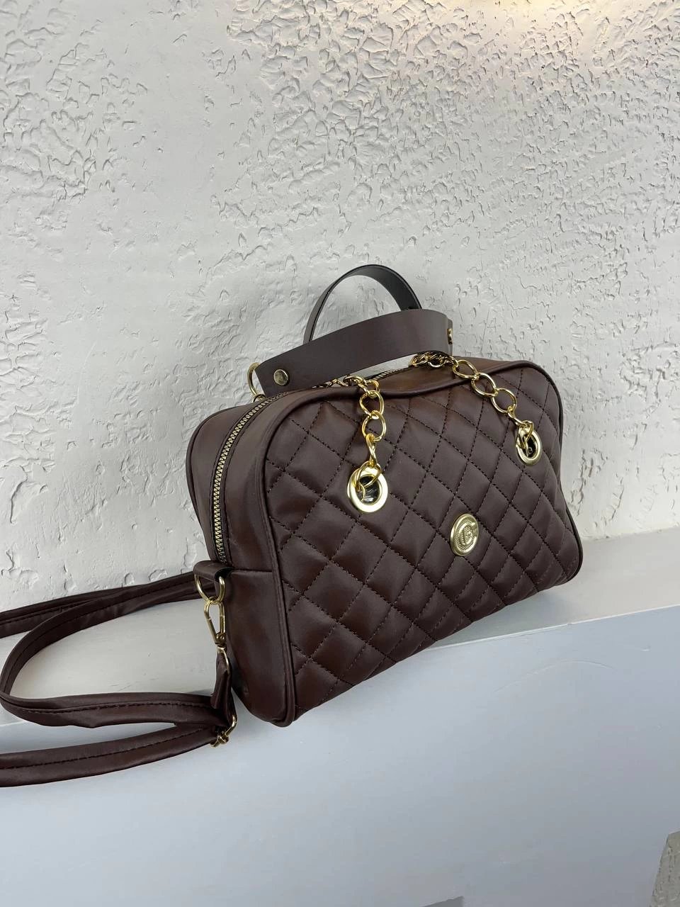 Kahve Renk Kapitone Çapraz Çanta CB9964