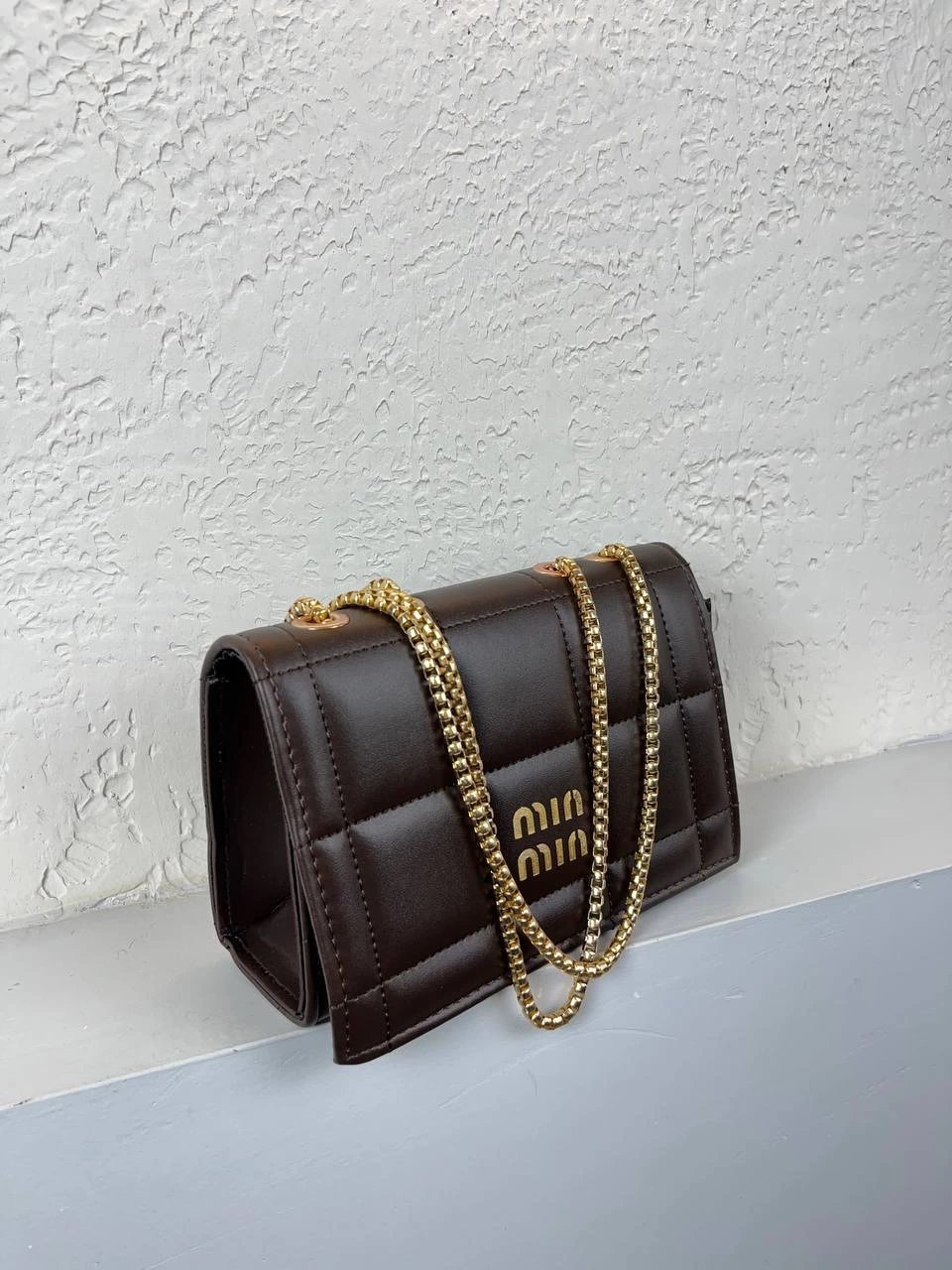 Kahve Renk MUI Kapitone Zincirli Çanta CB7496