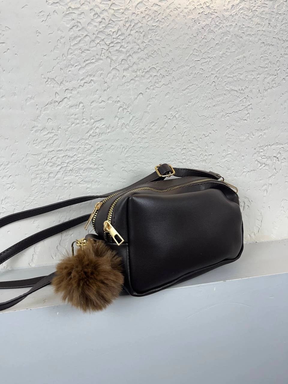 Kahve Renk Ponponlu 2 Bölme Çanta CB6378