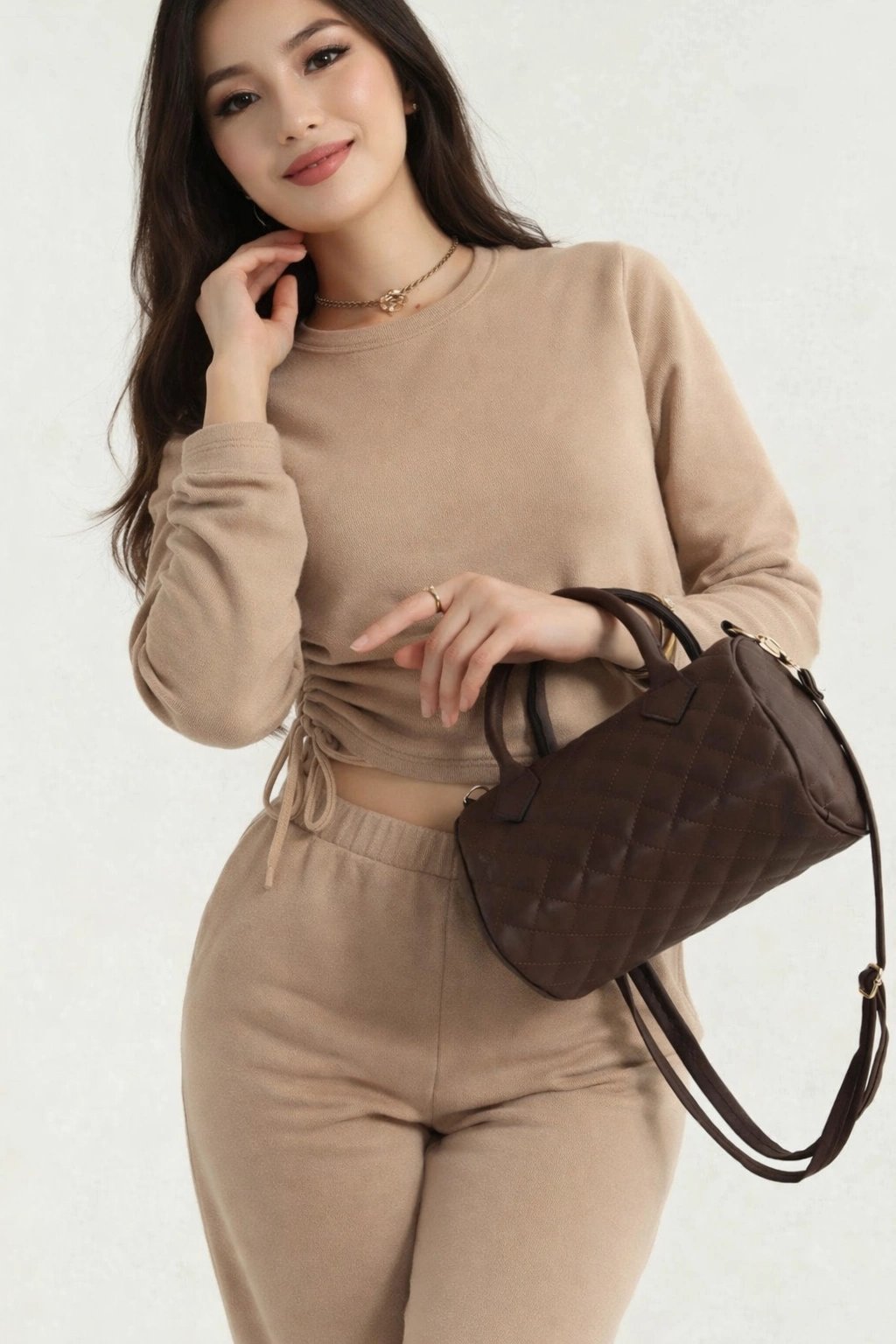 Kahve Silindir Çapraz Çanta CB2742