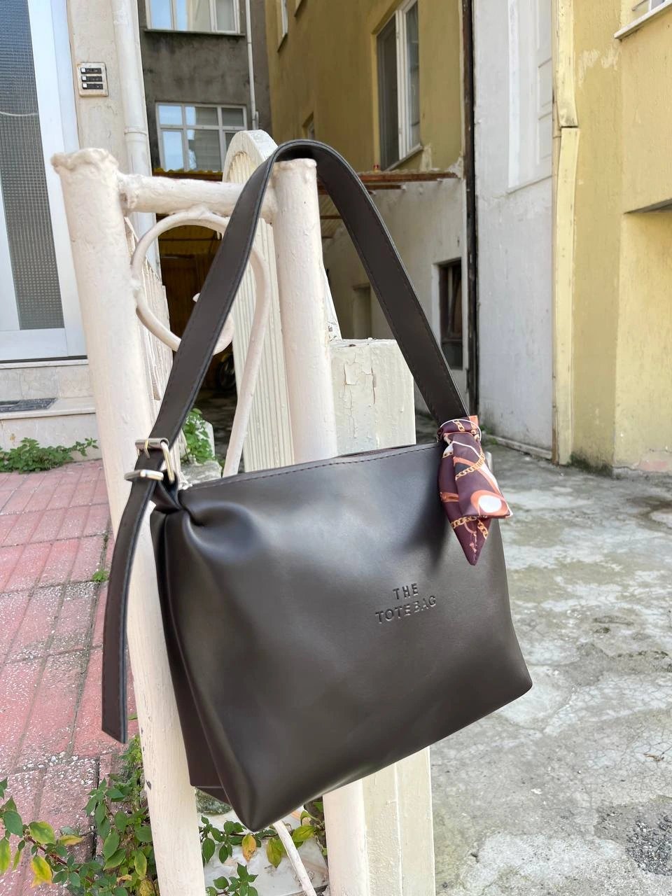 Kahve TOTE Fularlı Kalite Çanta CB09131