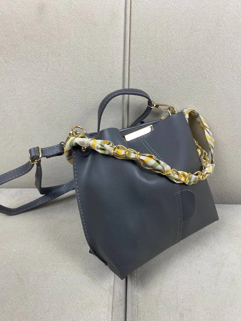 Koyu Gri 2 Bölme Yumuşak Kuşaklı Çanta