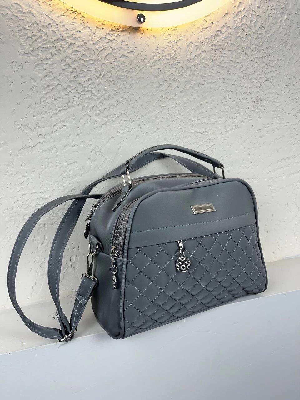 Koyu Gri Renk Kalite 3 Bölme Çanta CB6347