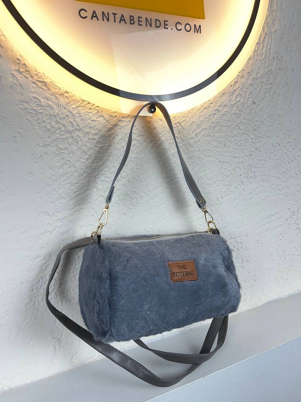 Koyu Gri Renk Peluş Çanta CB4109