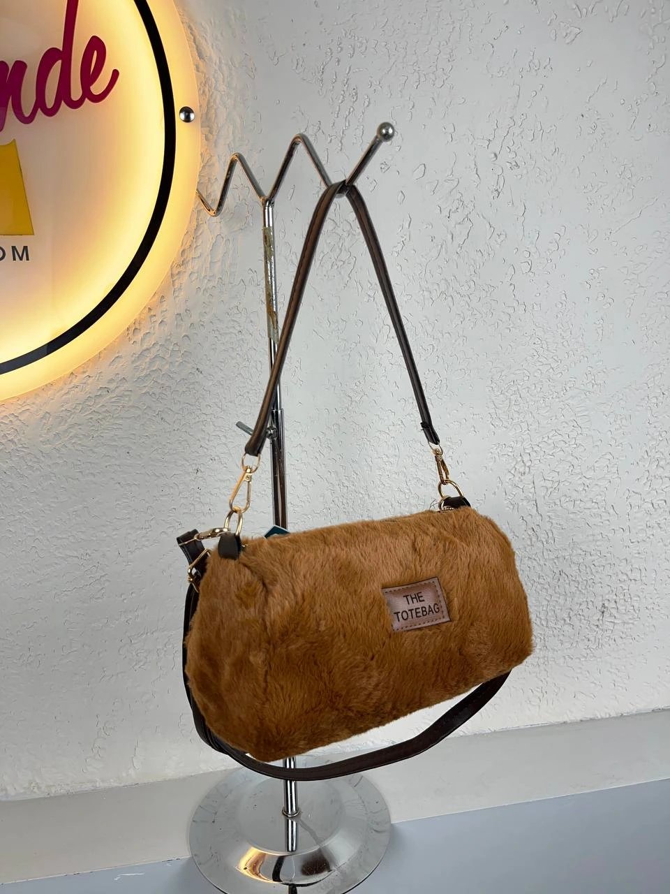 Koyu Taba Acı Kahve Detaylı Renk TOTE PELUŞ Çanta CB90223